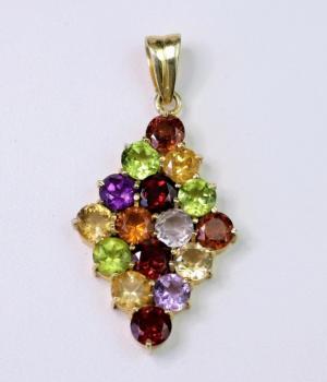 Multi Stone Squre Pendent